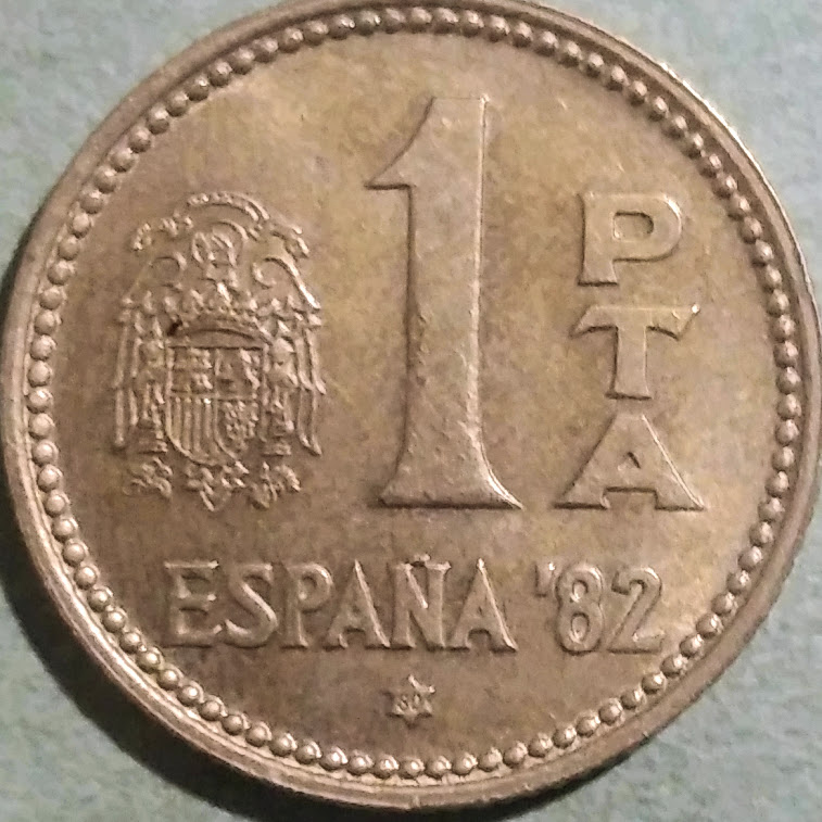 ESP1【スペイン】1ペセタ España '82 カルロス1世 (1980-1982)