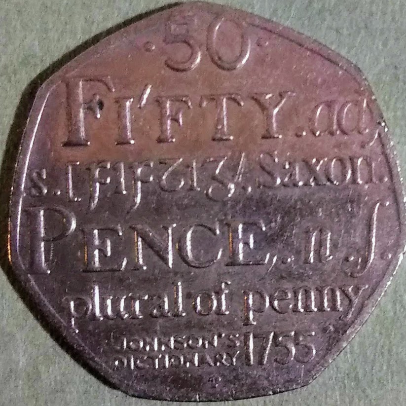 GBP0.5【イギリス】50ペンス エリザベス2世 英語辞書発行250年記念 (2005)