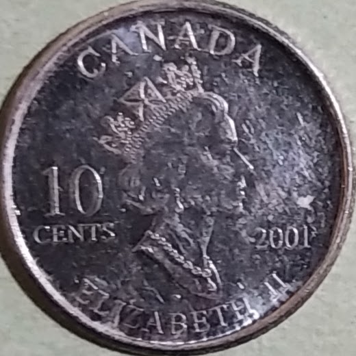 CAD0.1【カナダ】10セント エリザベス2世 ボランティア国際年 (2001)