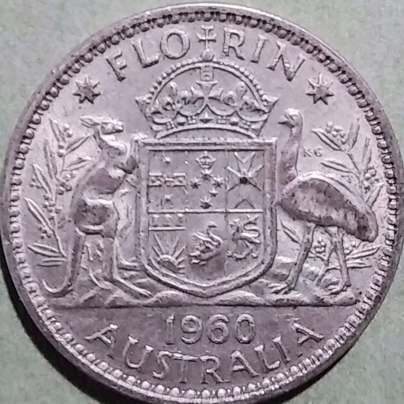 AUP【オーストラリア】1フローリン エリザベス2世 銀貨(1956-1963)