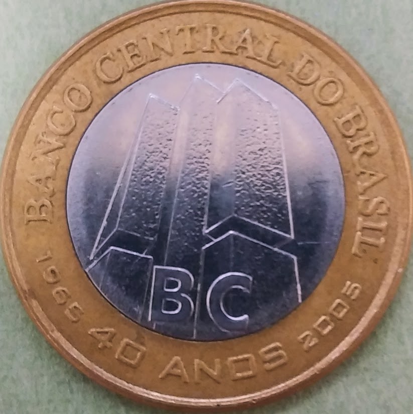 BRL1【ブラジル】1リアル 中央銀行40年 (2005)